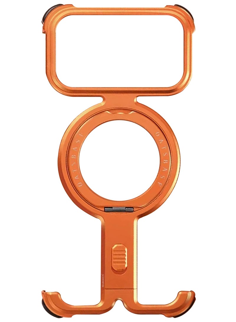 360° Rotating Magnetic Kickstand Holder for iPhone 17 Pro Max – Slim Metal Frame, Shockproof Protection - Cosmic Orange - Image 4