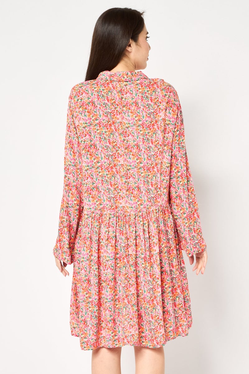 promod فستان ميني مزخرف بالورود للنساء، متعدد الألوان - Image 3