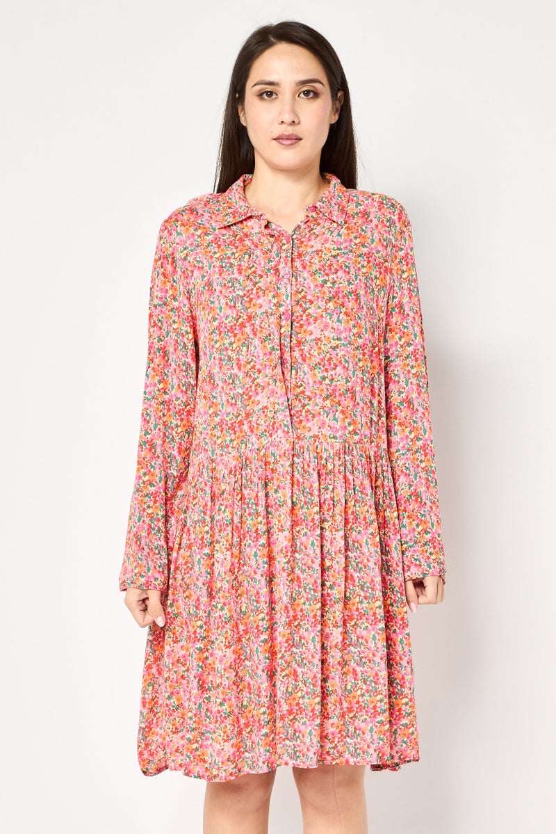 promod فستان ميني مزخرف بالورود للنساء، متعدد الألوان - Image 1