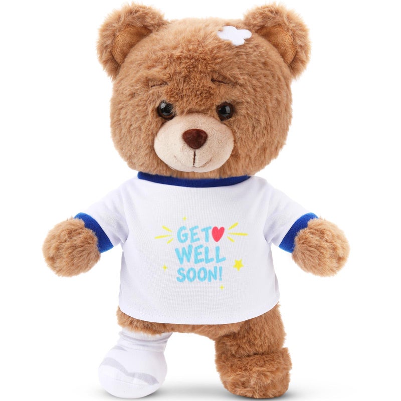 Deekin Get Well Soon Gifts for Kids Injured Recovery Bear Stuffed Animal Gifts Bear for Kids Adult with Broken Arm After Surgery Soft Bandage Plush 10 InchesBrownLeg Injury - Image 3