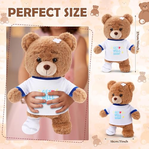 Deekin Get Well Soon Gifts for Kids Injured Recovery Bear Stuffed Animal Gifts Bear for Kids Adult with Broken Arm After Surgery Soft Bandage Plush 10 InchesBrownLeg Injury - Image 5