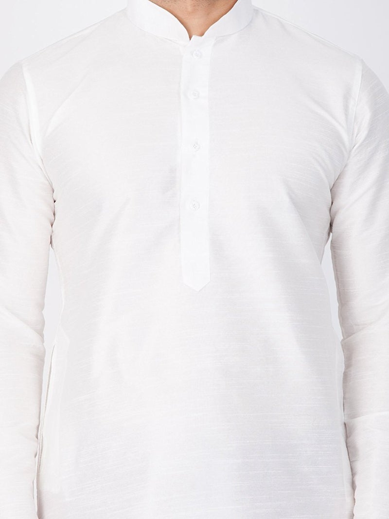 Royal Kurta Men Dupion Silk Regular Fit Kurta Dhoti (44, White) - Image 3