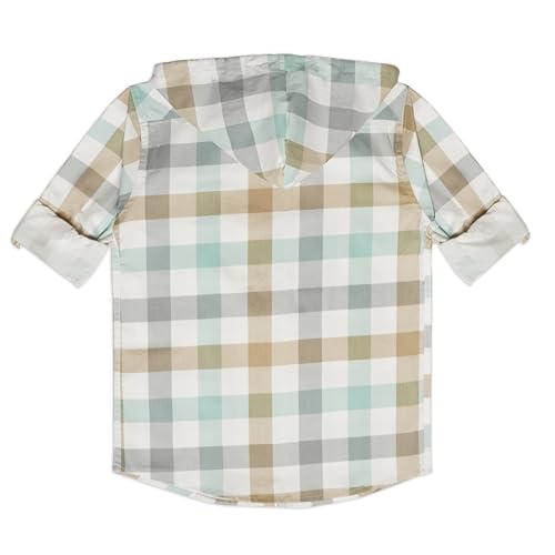 CAVIO Boys Checks Regular Fit Hooded Casual Shirt and T-Shirt Seagreen - Image 5