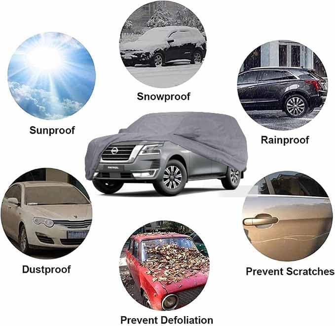 fenex Car Cover [New Nisan Patrol] – All-Weather Protection | Waterproof, UV-Resistant, Dustproof, Breathable | Indoor/Outdoor Use | Door Zipper & Mirror Pockets | Fits SUV cars (538 × 198 × 177 cm) - Image 4