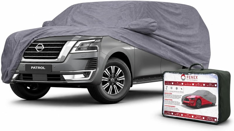 fenex Car Cover [New Nisan Patrol] – All-Weather Protection | Waterproof, UV-Resistant, Dustproof, Breathable | Indoor/Outdoor Use | Door Zipper & Mirror Pockets | Fits SUV cars (538 × 198 × 177 cm) - Image 1