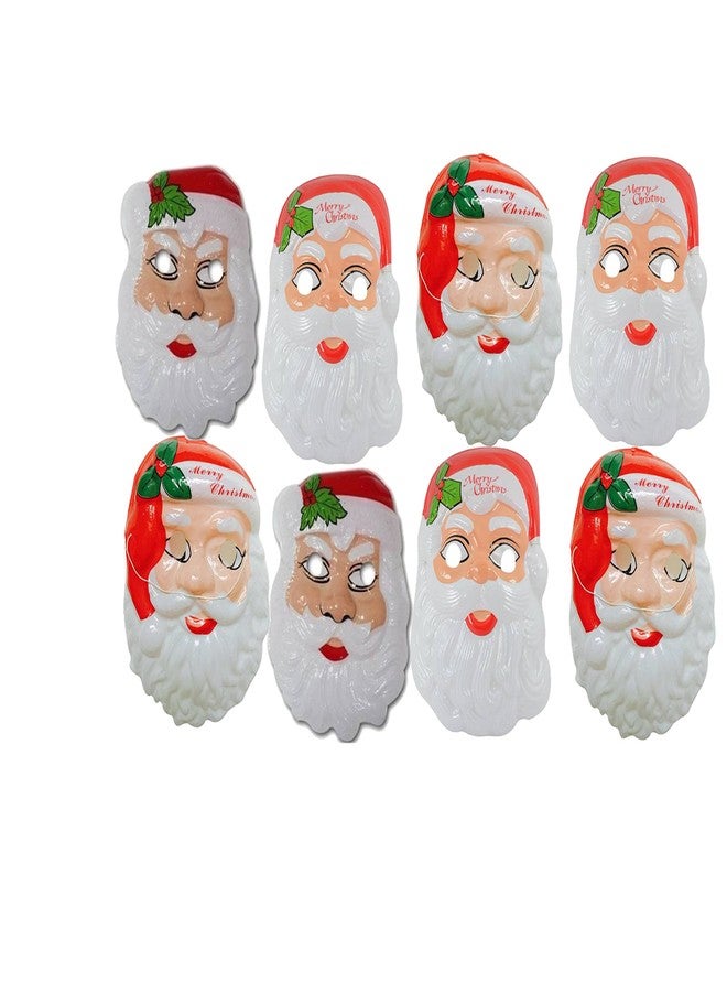 Evisha مجموعة أقنعة وجه سانتا كلوز من إيفيشا، 8 قطع، لحفلات عيد الميلاد، أقنعة سانتا رقيقة معاد تدويرها للأطفال - Image 1