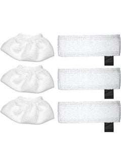 Realfrog 6 Pack Cloth Set Mopping Pads Replacement for Karchers SC2/ SC3/ SC4/ SC5 Microfiber Mopping Pads Cloth Accessories (for Karchers 3 Rag Nozzle Covers & for Karchers 3 Microfiber Mopping Pads)-White  - Image 1