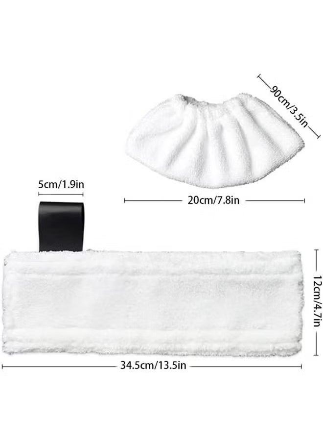Realfrog - 6 Pack Cloth Set Mopping Pads Replacement for Karchers SC2/ SC3/ SC4/ SC5 Microfiber Mopping Pads Cloth Accessories (for Karchers 3 Rag Nozzle Covers & for Karchers 3 Microfiber Mopping Pads)-White - Image 1