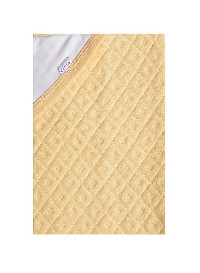Dikary Cotton Hooded Wrapper - Baby Towel for New Born | Big Size 75cm x 75cm | Soft, Safe & Skin-Friendly | Perfect for Newborns 0-12 Months | (Yellow/Peach) - Image 4
