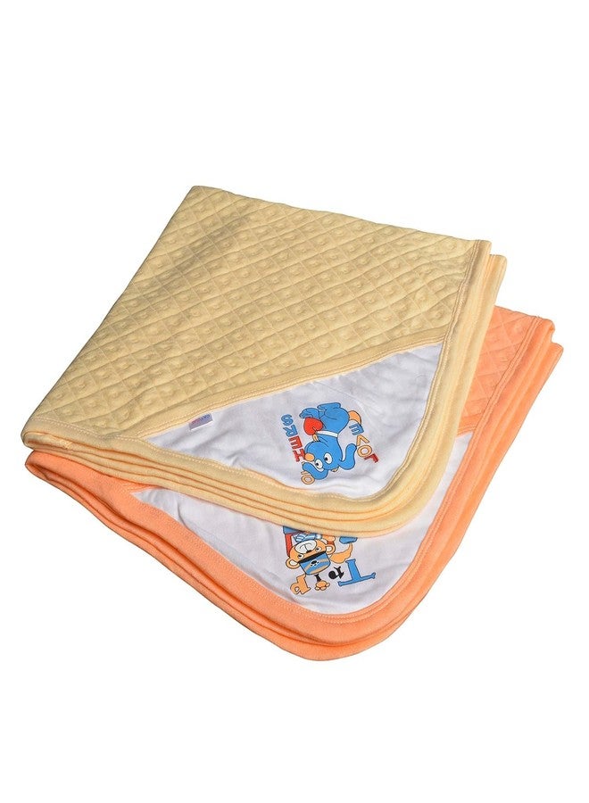 Dikary Cotton Hooded Wrapper - Baby Towel for New Born | Big Size 75cm x 75cm | Soft, Safe & Skin-Friendly | Perfect for Newborns 0-12 Months | (Yellow/Peach)