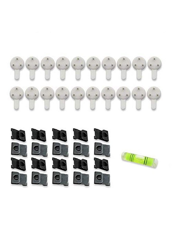Art Street Art Street Hard Plastic White Set of 20 White 3-Pin Seamless Nail 20 S Hook with 1 Spirit Leveler for Photo Frame Wall Picture Frame Hooks Hangers  - Image 1