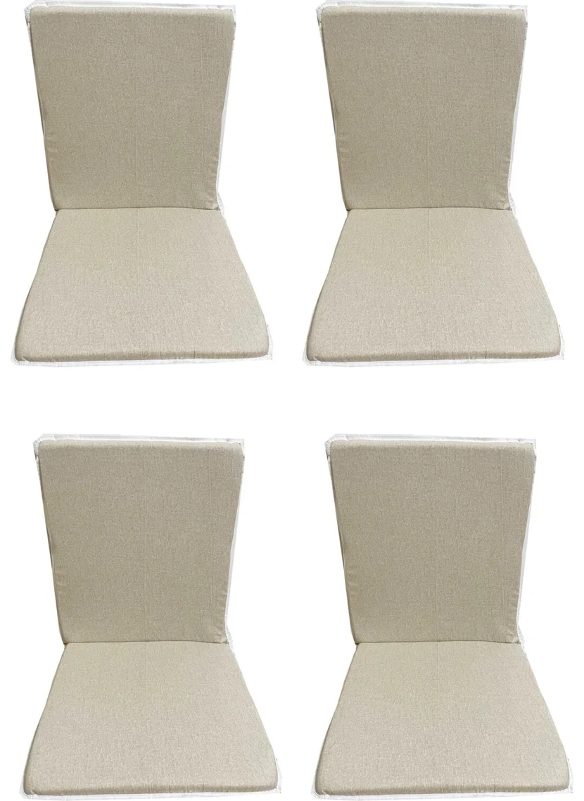 Nelson Chair Cushion with Back, Elastic, Zipper, Sponge - 4 Pieces (Cream Wrapped) Washable