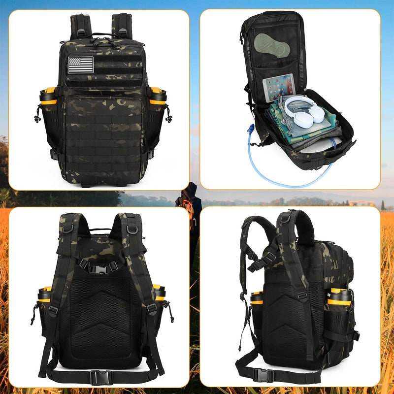 Lovelinks21 25L Tactical Backpack for Men and Women Military Backpack Small Assault Pack Molle Backpack Bug Out Bag Travel Rucksack Daypack (Black Camo) - Image 3