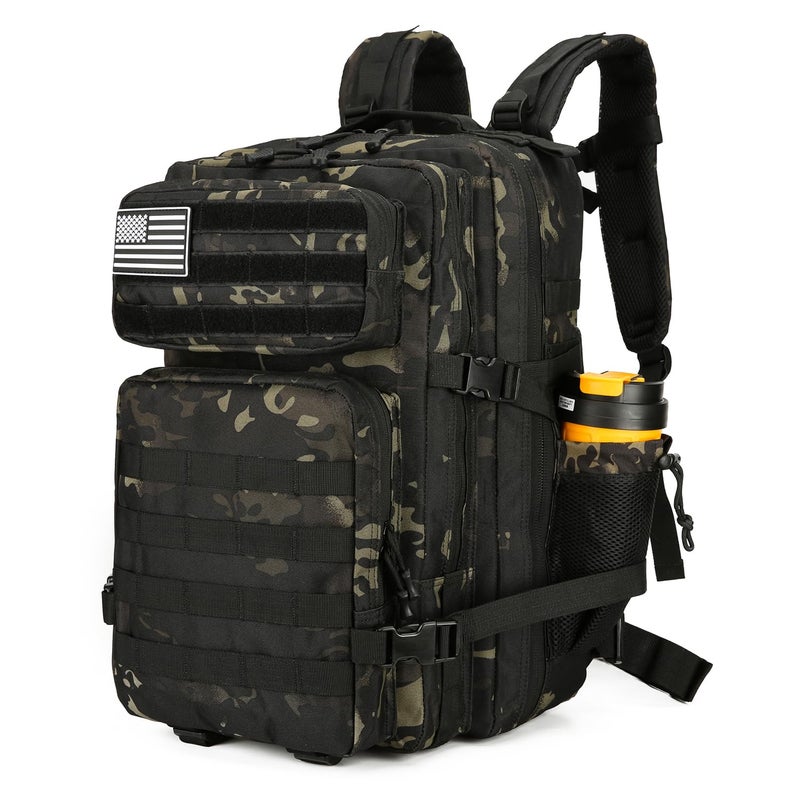 Lovelinks21 25L Tactical Backpack for Men and Women Military Backpack Small Assault Pack Molle Backpack Bug Out Bag Travel Rucksack Daypack (Black Camo) - Image 1