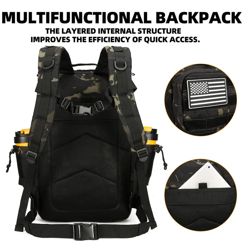 Lovelinks21 25L Tactical Backpack for Men and Women Military Backpack Small Assault Pack Molle Backpack Bug Out Bag Travel Rucksack Daypack (Black Camo) - Image 5