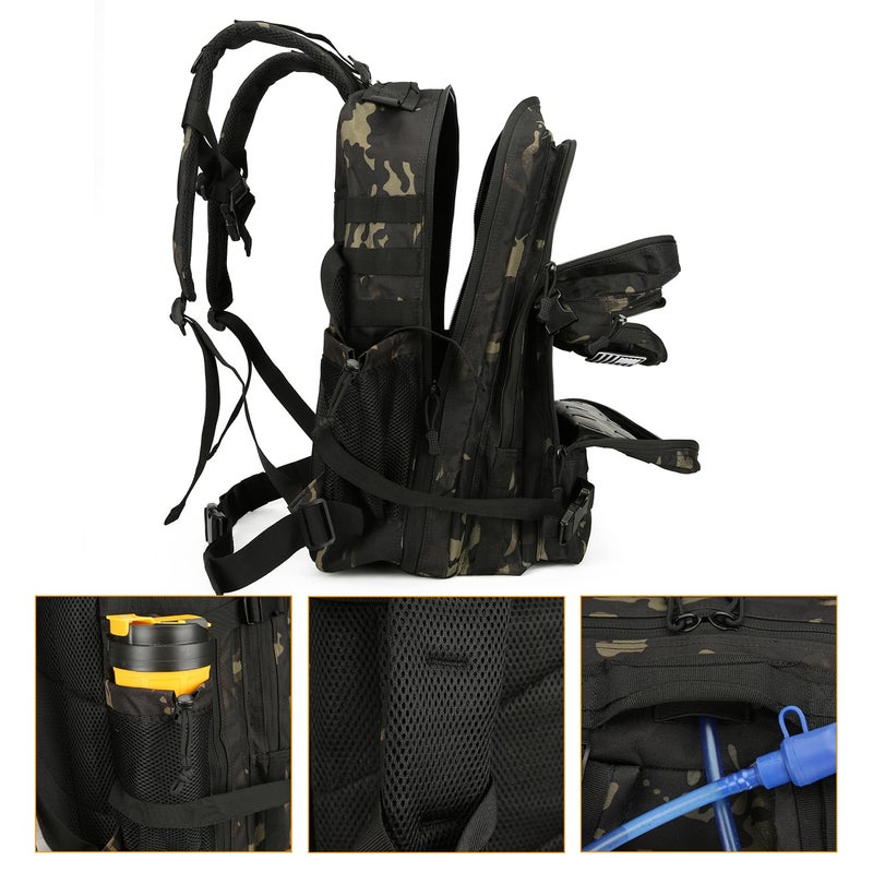 Lovelinks21 25L Tactical Backpack for Men and Women Military Backpack Small Assault Pack Molle Backpack Bug Out Bag Travel Rucksack Daypack (Black Camo) - Image 4