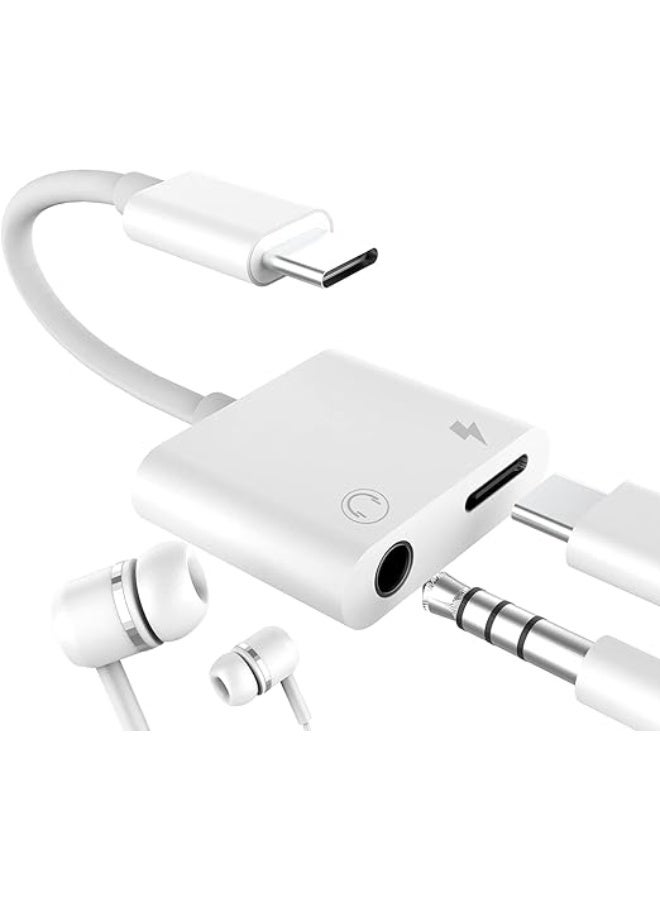 محول USB-C إلى سماعة 3.5 مم وشحن سريع – 2 في 1 صوت AUX وشحن طاقة 60 واط – متوافق مع آيفون 15 برو ماكس، سامسونج S24/S23/S22، آيباد برو - Image 1