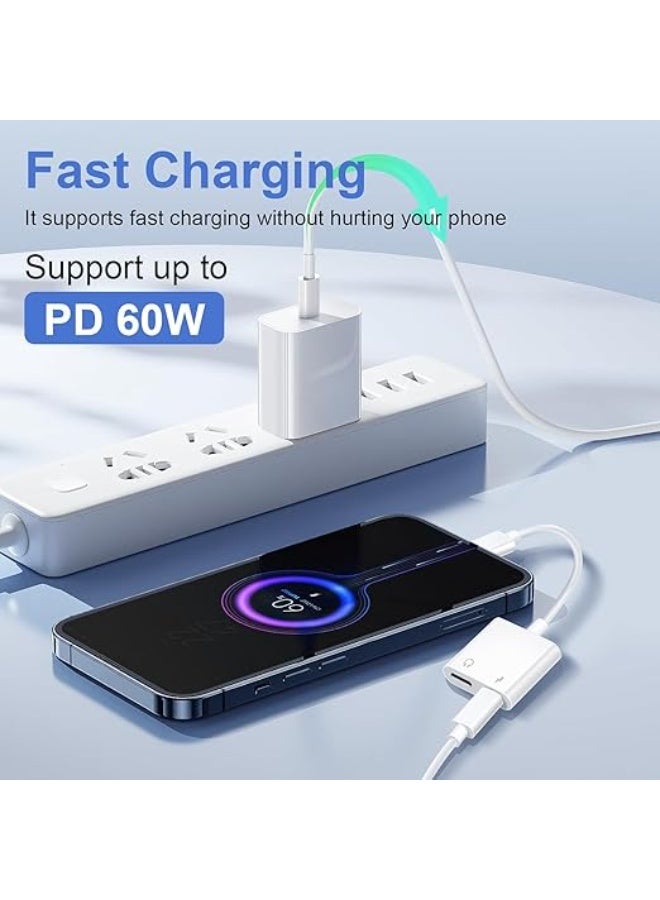 محول USB-C إلى سماعة 3.5 مم وشحن سريع – 2 في 1 صوت AUX وشحن طاقة 60 واط – متوافق مع آيفون 15 برو ماكس، سامسونج S24/S23/S22، آيباد برو - Image 5