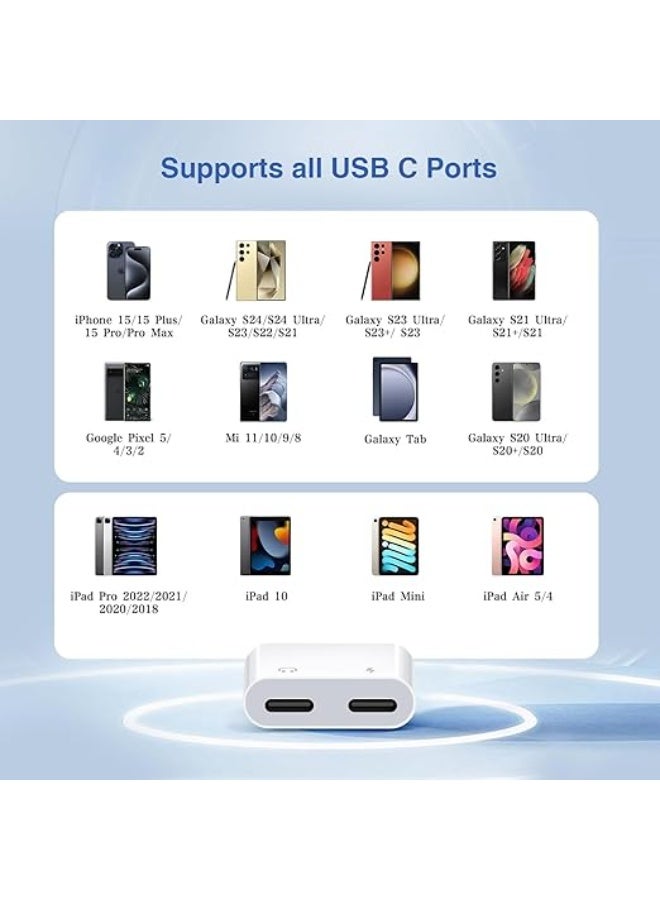 محول USB-C إلى سماعة 3.5 مم وشحن سريع – 2 في 1 صوت AUX وشحن طاقة 60 واط – متوافق مع آيفون 15 برو ماكس، سامسونج S24/S23/S22، آيباد برو - Image 4