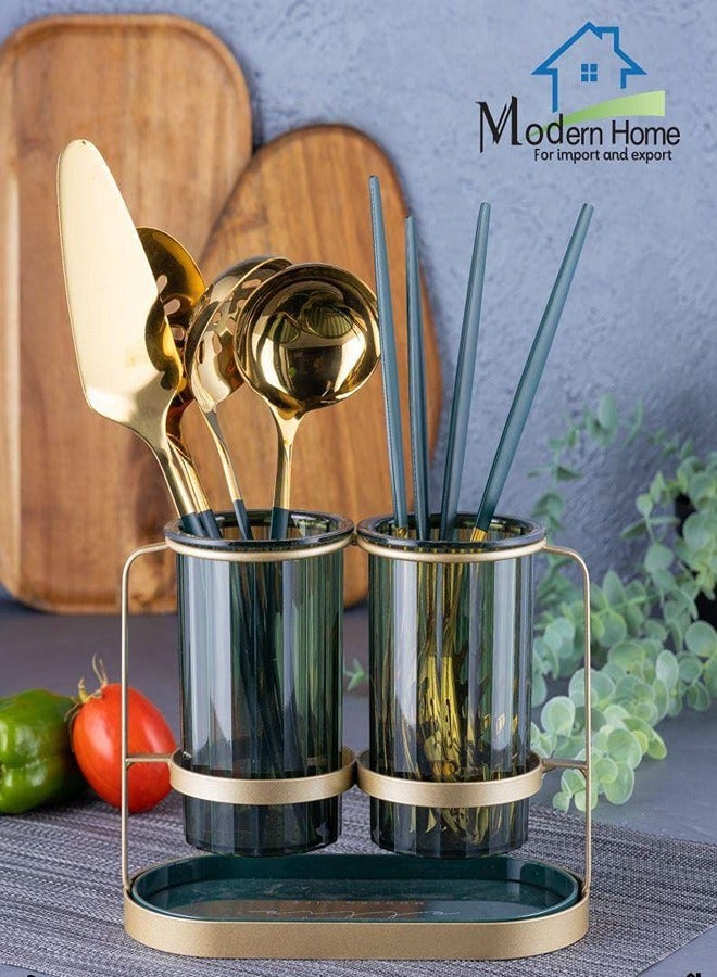 Modernhome 8 Piece Distribution kit with an acrylic stand, Olive Green