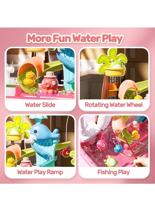 Vixplorn Electric Dishwasher Toy Set Dishwasher Toy Realistic Kitchen Toy Fishing Toy Vegetable Washing Sink Water Play Toy - Image 5
