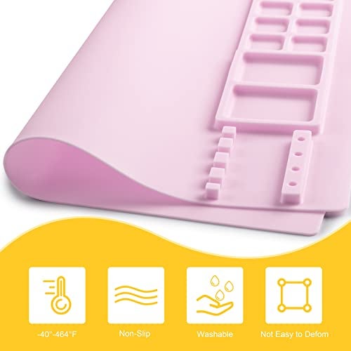 NancyL Silicone Painting Mat, Art Mat with Cup, Craft Paint Brush Cleaner Tool, Artist for Kids Gift Clay DIY Creations, Gift Packaged (Pink) - Image 5
