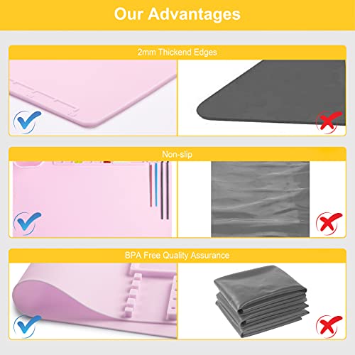 NancyL Silicone Painting Mat, Art Mat with Cup, Craft Paint Brush Cleaner Tool, Artist for Kids Gift Clay DIY Creations, Gift Packaged (Pink) - Image 4