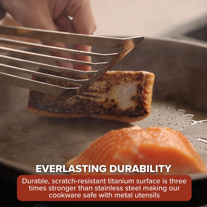 Viking PureGlide Pro 3-Ply Nonstick Sauce Pan, Made without PFAS, 2-Quart Induction Cooking Pot with Lid, Metal Utensil Safe Titanium Nonstick Surface, Oven Safe to 600F - Image 4