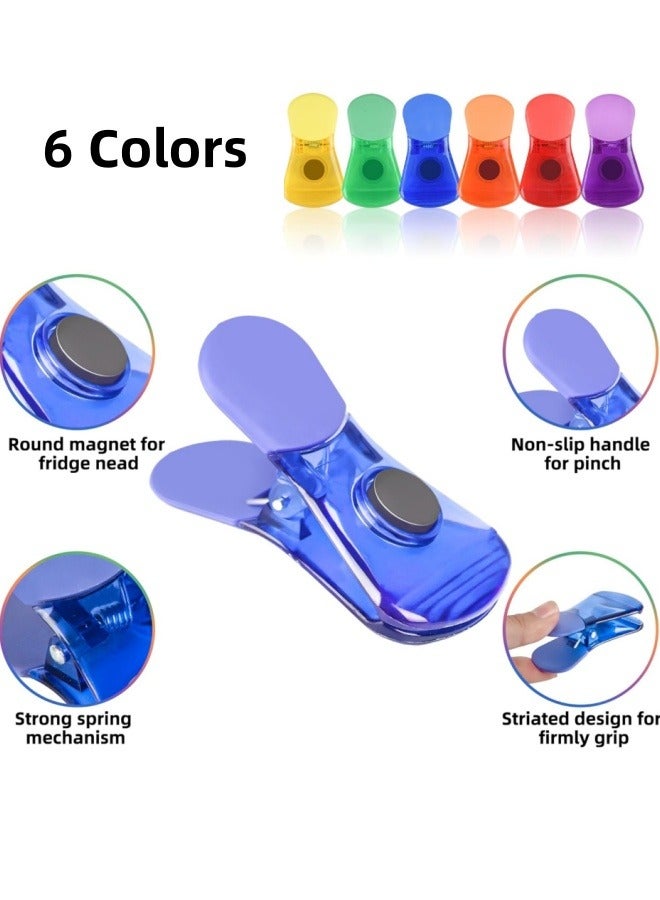 ViveLifDeco 6pcs Rainbow Magnetic Multipurpose Bag Clips Food Sealing Clip Magnetic Fridge Magnet - Image 2