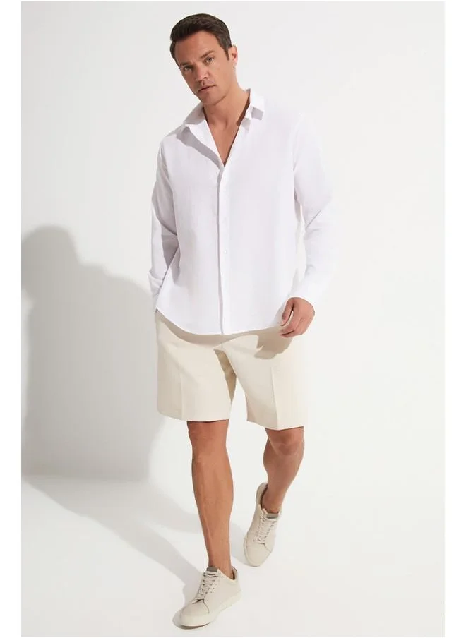 جون June Exclusive Men Long Sleeve Shirt White
