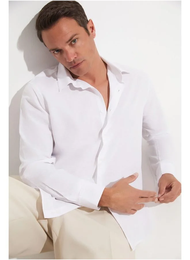 جون June Exclusive Men Long Sleeve Shirt White