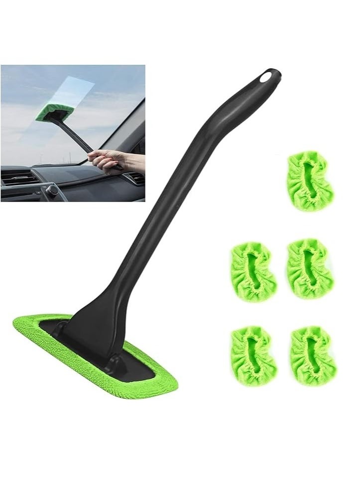 Arabest Windshield Cleaning Tool Windshield Cleaning Wand Auto Window Cleaner,5 Pieces Reusable Cloth Pads for Car Interior, Dirty Car Washing Brushes (Green)  - Image 1