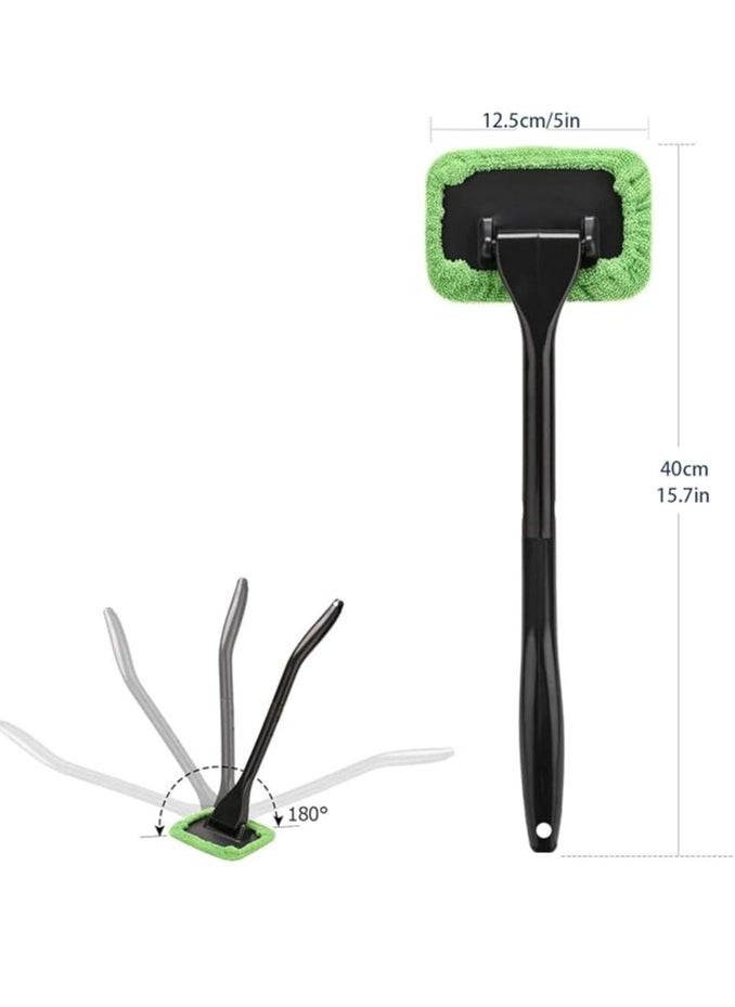 Arabest Windshield Cleaning Tool Windshield Cleaning Wand Auto Window Cleaner,5 Pieces Reusable Cloth Pads for Car Interior, Dirty Car Washing Brushes (Green)  - Image 2