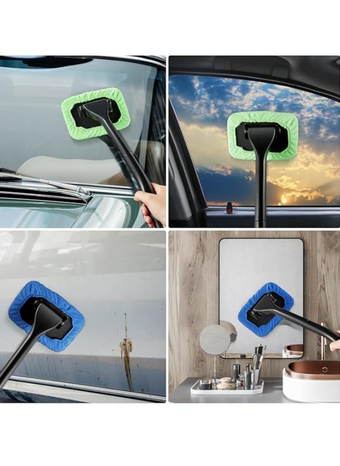 Arabest Windshield Cleaning Tool Windshield Cleaning Wand Auto Window Cleaner,5 Pieces Reusable Cloth Pads for Car Interior, Dirty Car Washing Brushes (Green)  - Image 3