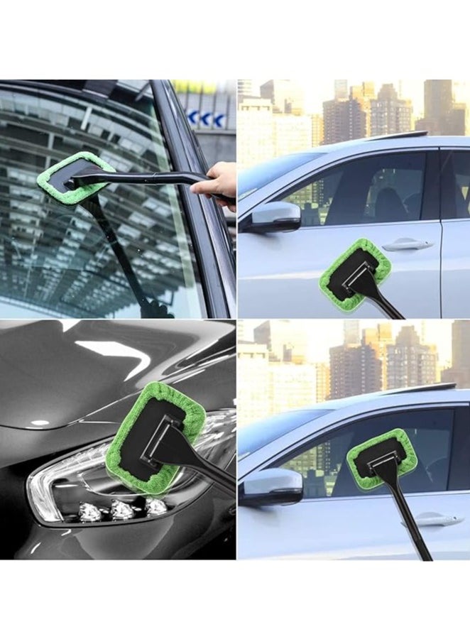 Arabest Windshield Cleaning Tool Windshield Cleaning Wand Auto Window Cleaner,5 Pieces Reusable Cloth Pads for Car Interior, Dirty Car Washing Brushes (Green)  - Image 5