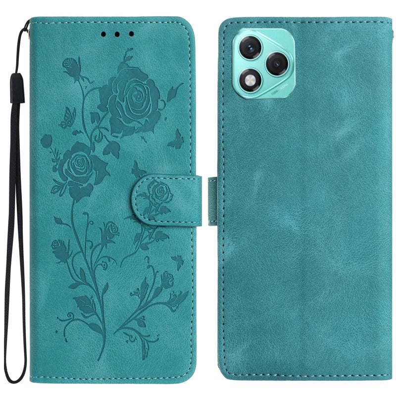 إيروريكس جراب هاتف For Honor 400 Lite Global Rose Embossing Leather Pattern (أخضر) - Image 1