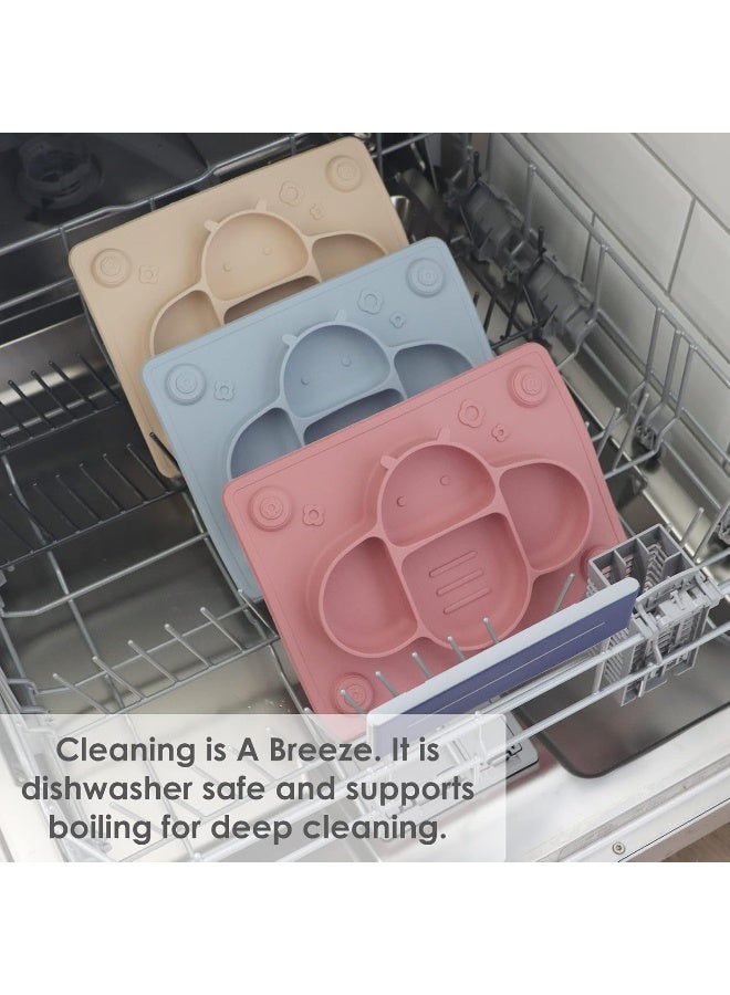 ROCCED [Upgraded] Suction Plates for Baby placemat Spoon Fork Set for Toddlers, Silicone Baby Plates with Suction Baby Dishes for Kids Plates-Dusty blue - Image 5