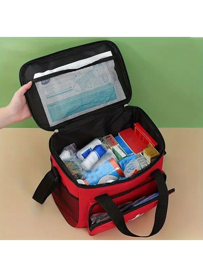 Red Large Capacity Outdoor Portable First Aid Kit Compartmentalized Medical Shoulder Bag - Image 4