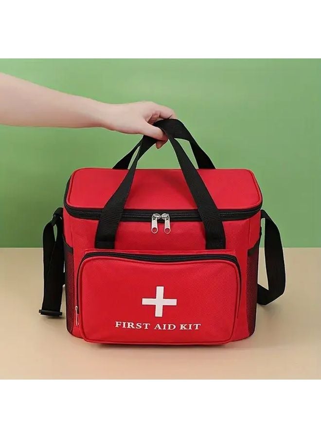 Red Large Capacity Outdoor Portable First Aid Kit Compartmentalized Medical Shoulder Bag - Image 2