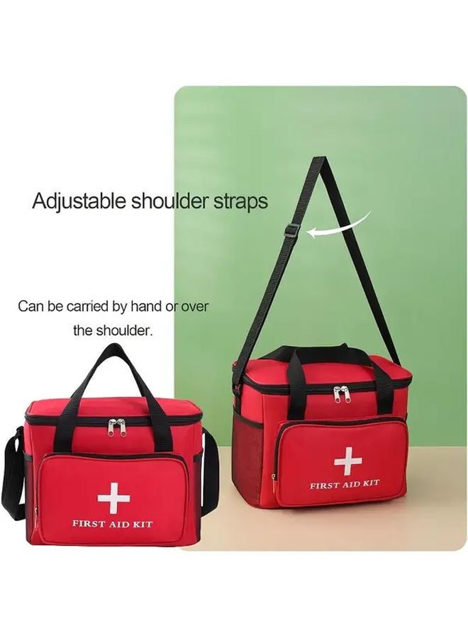 Red Large Capacity Outdoor Portable First Aid Kit Compartmentalized Medical Shoulder Bag - Image 5