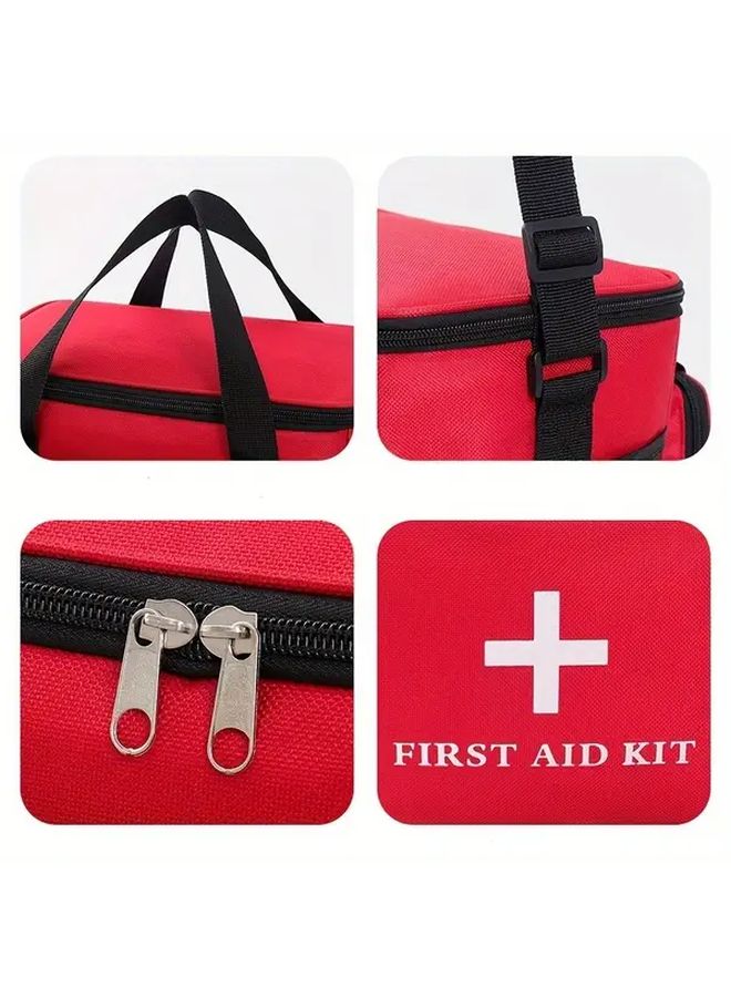 Red Large Capacity Outdoor Portable First Aid Kit Compartmentalized Medical Shoulder Bag - Image 3