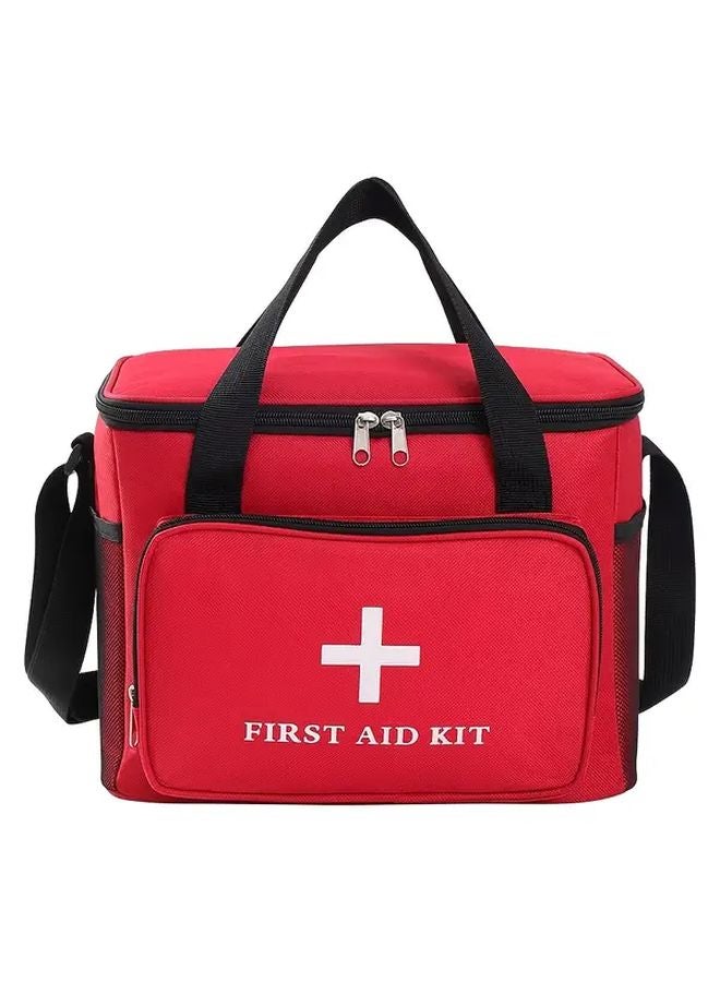 Red Large Capacity Outdoor Portable First Aid Kit Compartmentalized Medical Shoulder Bag - Image 1