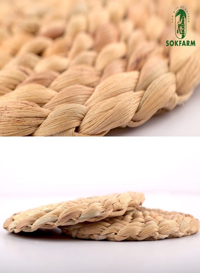 SOKFARM ١٠ قطع من قواعد أكواب المشروبات للطاولات، قواعد أكواب للمكتب، طقم قواعد أكواب من الخوص لحماية الطاولة، هدايا منزلية مميزة لفصل الخريف، مصنوعة من زهرة النيل الطبيعية ١٠٠٪ - Image 3