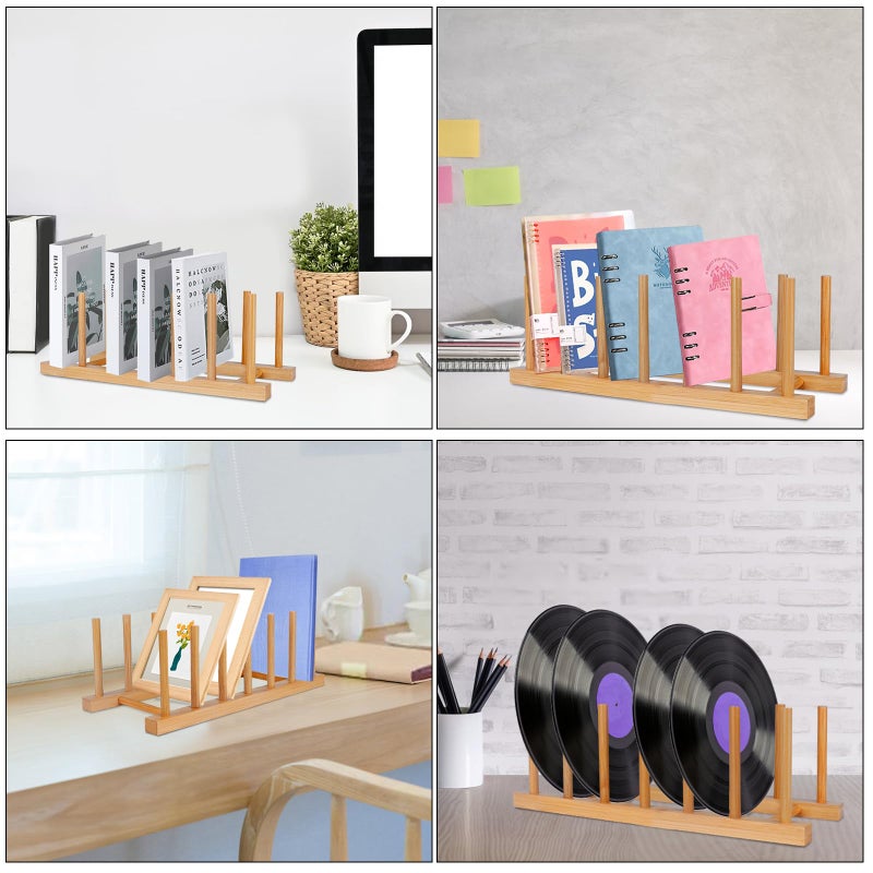 SAMEBUTECO Bamboo Wooden Dish Racks Plate Stand Holder Vertical Drainer Kitchen Cabinet Organizer for Dish, Pots, Lids, Bowls, Cups, and Cutting Boards and Books(2 Packs) - Image 4