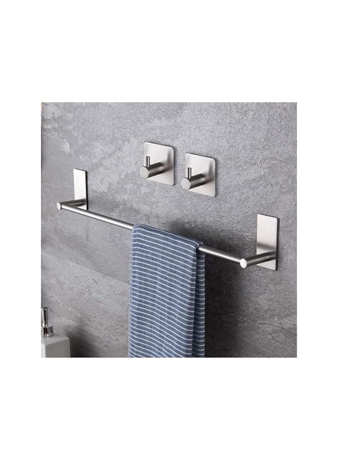 promass Towel Bar, No Drill Towel Rack for Bathroom, Self Adhesive Bathroom Towel Holder with 2 Packs Towel Hooks, Stainless Steel Bathroom Hardware Accessory Kit - Image 4