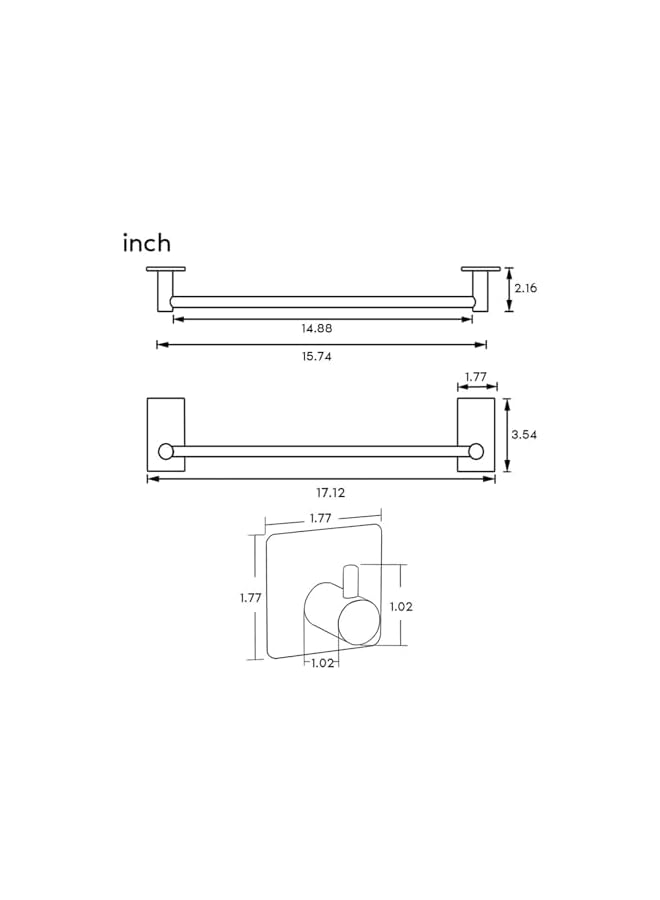 promass Towel Bar, No Drill Towel Rack for Bathroom, Self Adhesive Bathroom Towel Holder with 2 Packs Towel Hooks, Stainless Steel Bathroom Hardware Accessory Kit - Image 3
