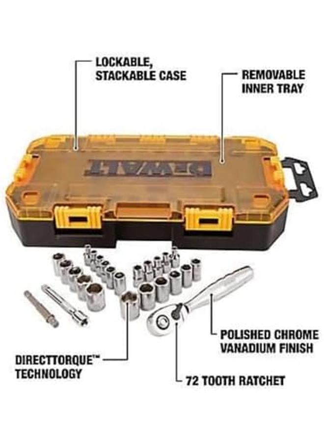 DEWALT Drive Socket Set Sae Metric 1 4 Inch Drive 25 Piece Dwmt73805 - Image 3