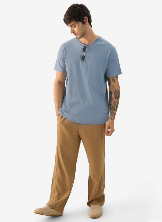 The Souled Store Men Blue Stonewash T-Shirt