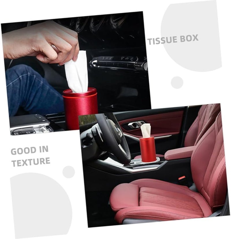 قطعتان حامل علبة مناديل سوداء مستديرة للسيارة تصميم مدمج لسهولة الوصول في السيارة والمكتب والسفر - Image 4
