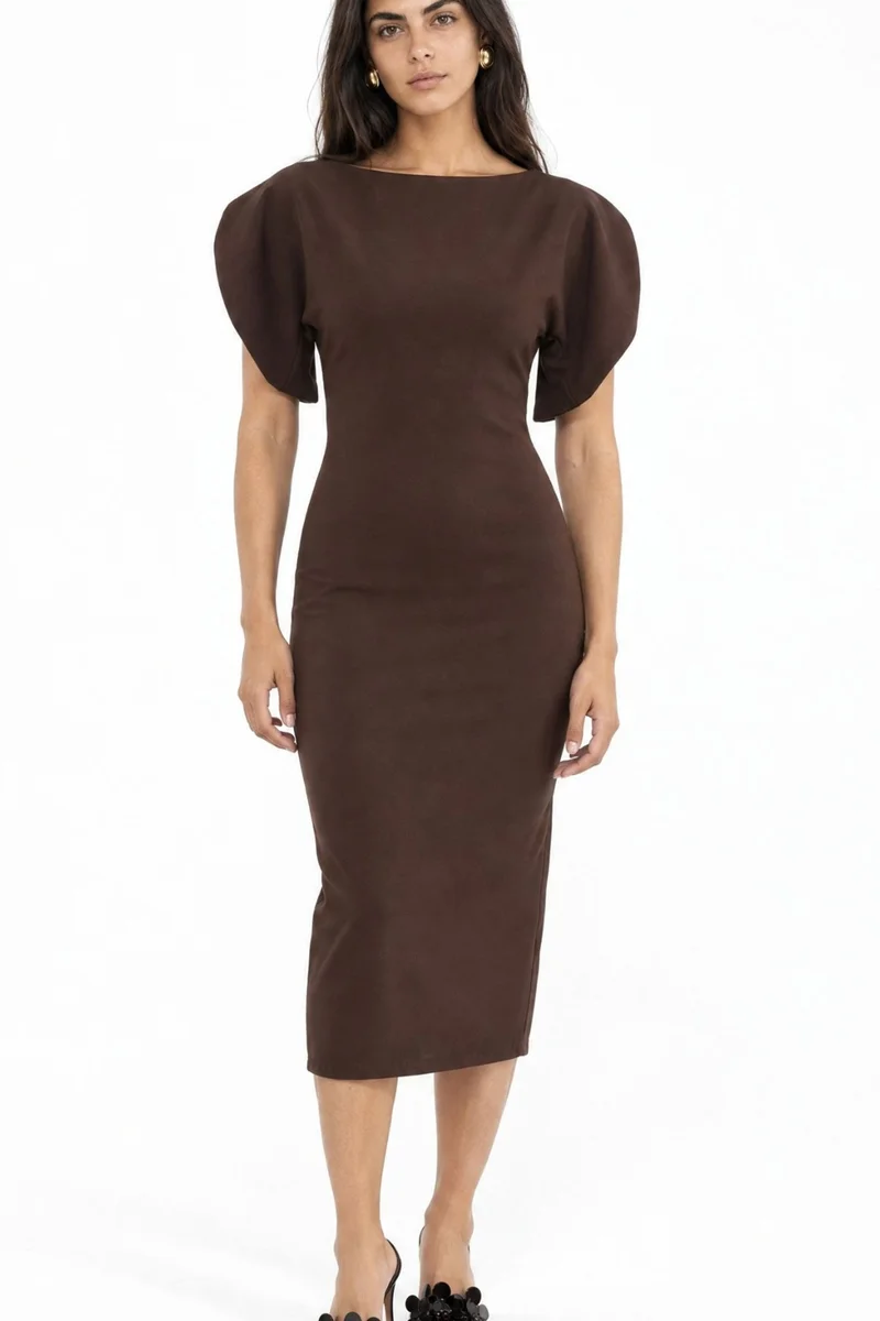 بوسيم BUSEM Women's Crew Neck Midi Dress
